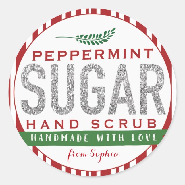 Peppermint Sugar Scrub Labels Custom Mason Jar Runder Aufkleber (Vorderseite)