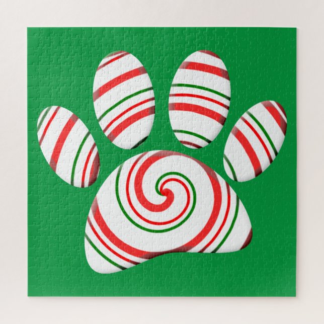 Peppermint Swirl Dog Paw in rot-grün weiß (Vertikal)