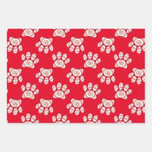 Peppermint Swirl Dog Paw in rot-grün weiß Geschenkpapier Set