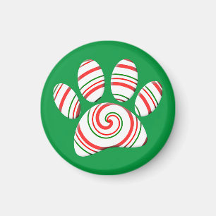Peppermint Swirl Dog Paw in rot-grün weiß Magnet