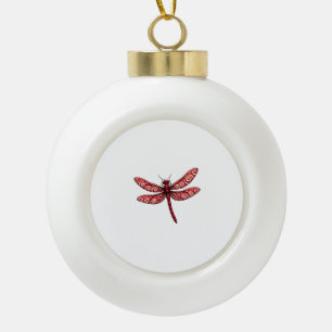 Peppermint Swirl Dragonfly Keramik Kugel-Ornament