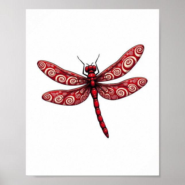 Peppermint Swirl Dragonfly Poster (Vorne)