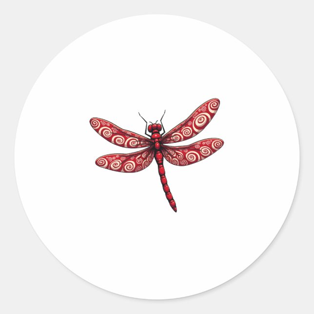 Peppermint Swirl Dragonfly Runder Aufkleber (Vorderseite)