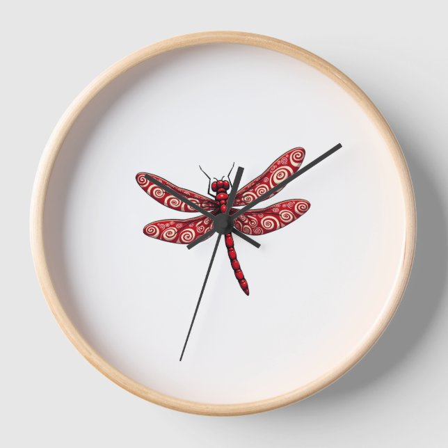 Peppermint Swirl Dragonfly Uhr (Vorderseite)