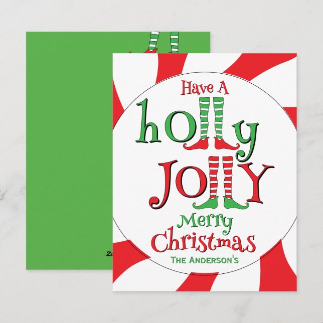 Peppermint Swirl Elf Holly Jolly Frohe Weihnachten (Vorne/Hinten)