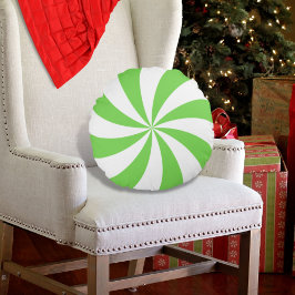 Peppermint Swirl Grün Weißes Rundkissen Rundes Kissen