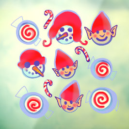 Peppermint Swirl Kandies, Elfen und Snowmen Xmas Fensteraufkleber
