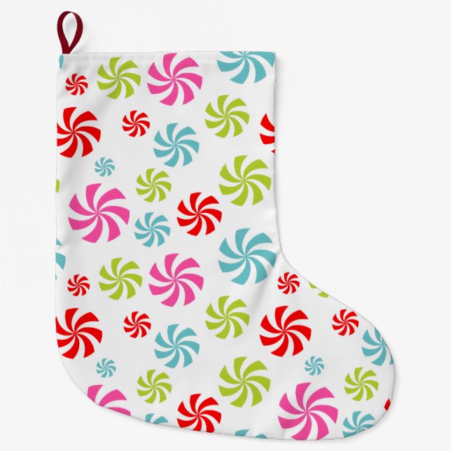 Peppermint Swirl-Muster - farbenprächtiges Candy D Großer Weihnachtsstrumpf (Vorderseite)