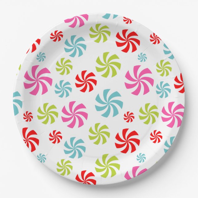 Peppermint Swirl-Muster - farbenprächtiges Candy D Pappteller (Vorderseite)