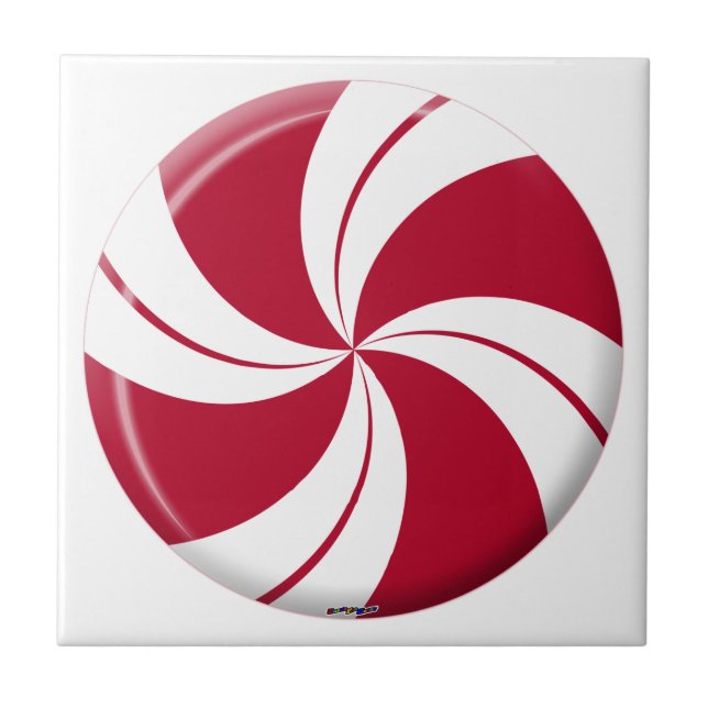 Peppermint Swirl Stripe Candy Fliese (Vorderseite)