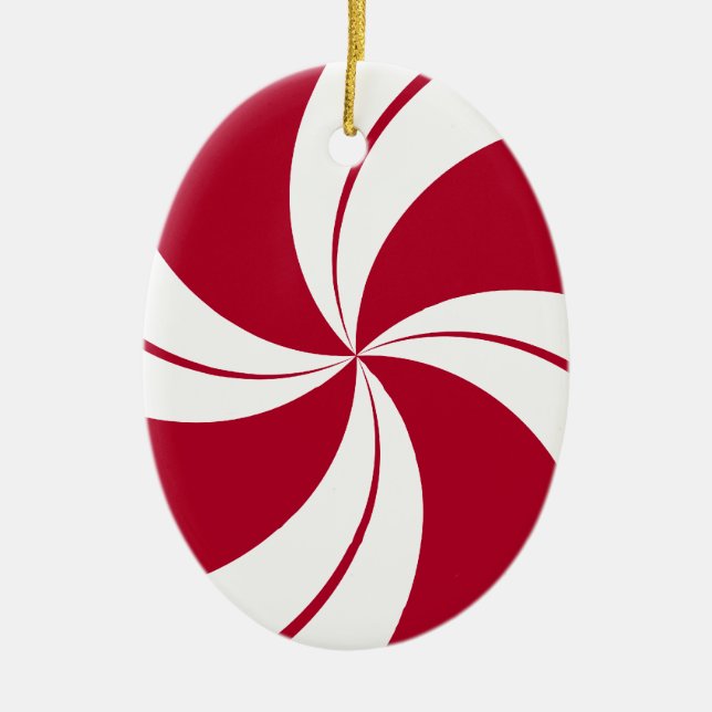 Peppermint Swirl Stripe Candy Keramik Ornament (Vorne)