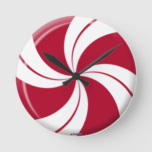 Peppermint Swirl Stripe Candy Runde Wanduhr