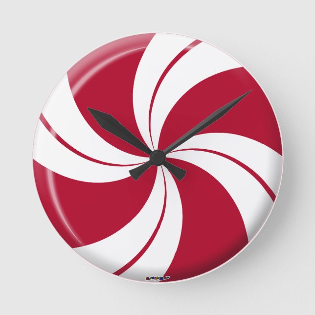 Peppermint Swirl Stripe Candy Runde Wanduhr (Vorderseite)