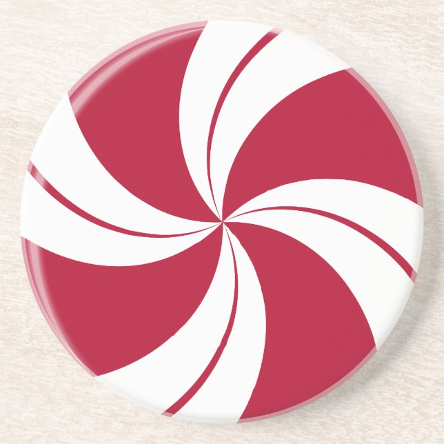 Peppermint Swirl Stripe Candy Sandstein Untersetzer (Vorne)