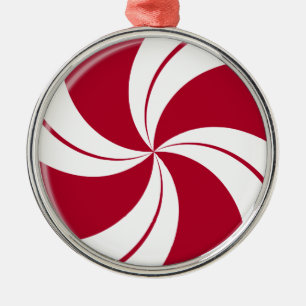 Peppermint Swirl Stripe Candy Silbernes Ornament