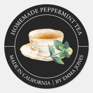 Peppermint Tea Modernes Label Runder Aufkleber
