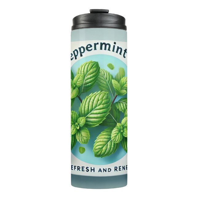 Peppermint Tee Design AI Art Thermosbecher (Vorderseite)