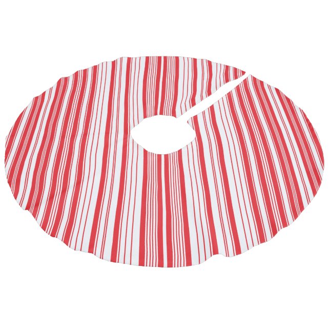 Peppermint Tree Skirt Leinenimitat Weihnachtsbaumdecke (Schrägansicht)