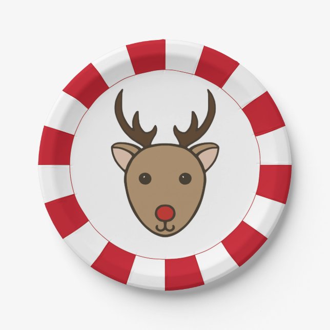 Peppermint Weihnachts-Rentier Party Paper Teller (Vorderseite)