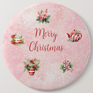 Peppermint Weihnachtsgebäck Party Rosa Schneeflock Button