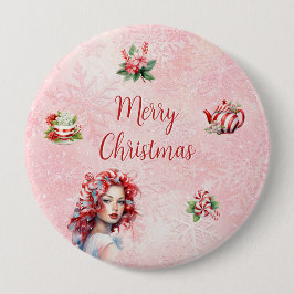 Peppermint Weihnachtsgebäck Party Rosa Schneeflock Button