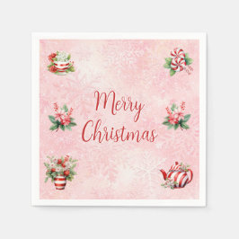 Peppermint Weihnachtsgebäck Party Rosa Schneeflock Serviette
