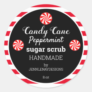 Peppermint Zucker Scrub handgefertigt modern gestr Runder Aufkleber