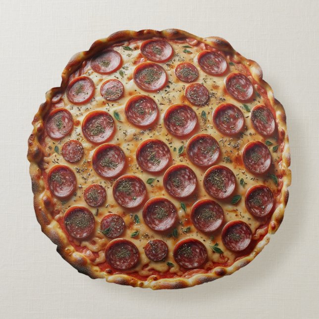 Pepperoni Fest Rundes Kissen (Vorderseite)