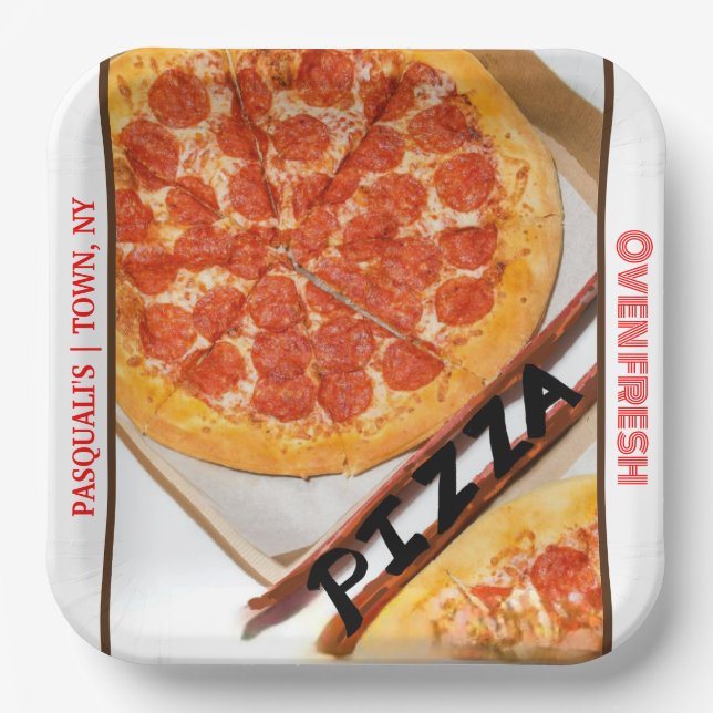 Pepperoni Käse Pizza Restaurant NAME Pappteller (Vorderseite)