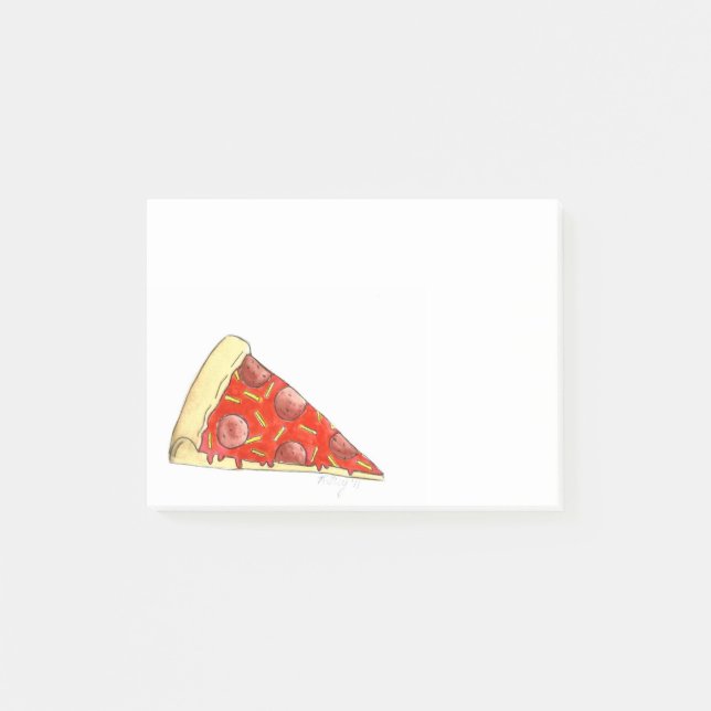 Pepperoni Käse Pizza Slice Feinschmecker Post Post-it Klebezettel (Vorderseite)