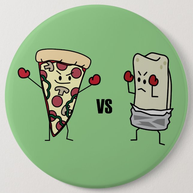 Pepperoni-Pizza GEGEN Burrito: Mexikaner gegen Button (Vorderseite)