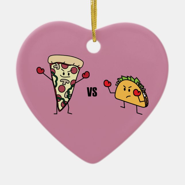 Pepperoni-Pizza GEGEN Taco: Mexikaner gegen Keramik Ornament (Vorne)