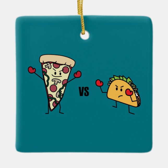 Pepperoni-Pizza GEGEN Taco: Mexikaner gegen Keramikornament (Vorderseite)