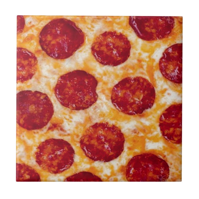 Pepperoni Pizza Hot und Yummy! Fliese (Vorderseite)