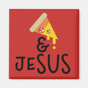 Pepperoni Pizza Jesus Faith Biete Zitat Magnet