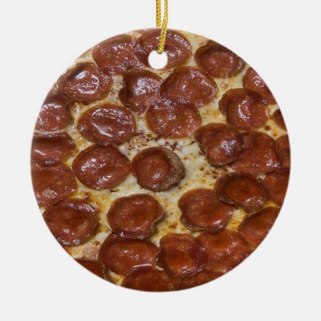 Pepperoni Pizza Keramik Ornament (Vorne)