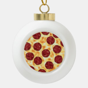 Pepperoni-Pizza-Muster Keramik Kugel-Ornament