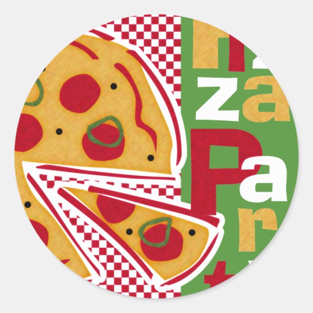 Pepperoni Pizza Party Runder Aufkleber (Vorderseite)