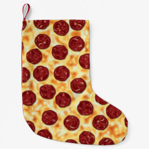 Pepperoni Pizza Pattern Kleiner Weihnachtsstrumpf