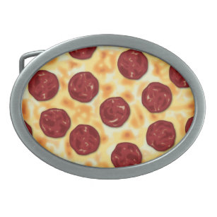 Pepperoni Pizza Pattern Ovale Gürtelschnalle