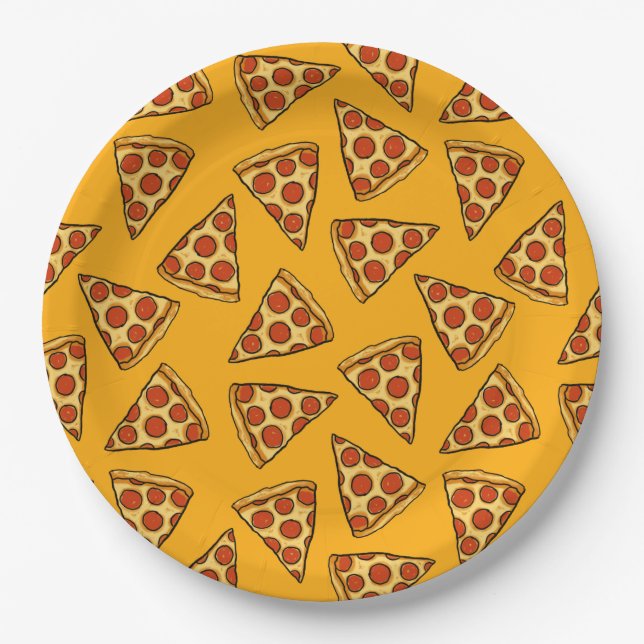Pepperoni Pizza Pattern Pappteller (Vorderseite)