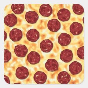 Pepperoni Pizza Pattern Quadratischer Aufkleber