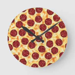 Pepperoni Pizza Pattern Runde Wanduhr