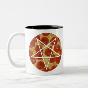 Pepperoni-Pizza-Pentagramm Zweifarbige Tasse