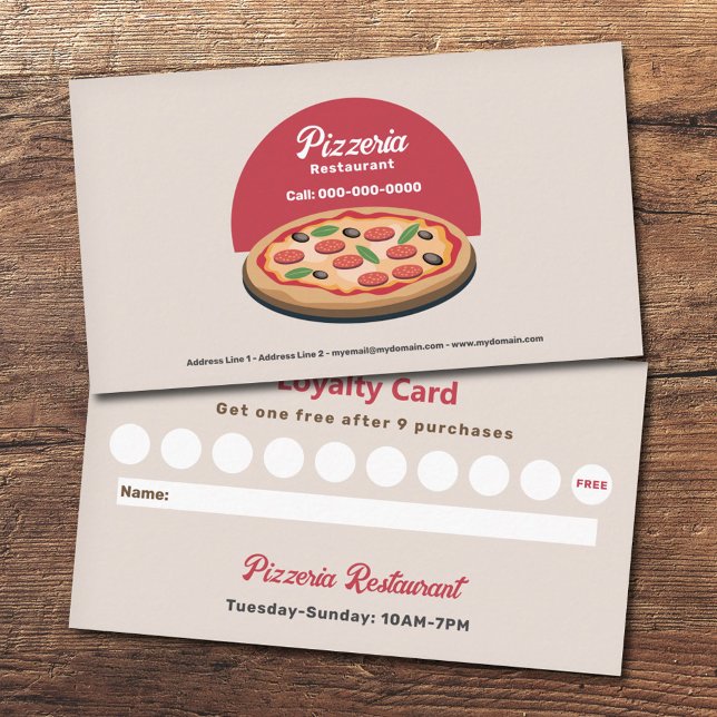 Pepperoni Pizza - Pizzeria Restaurant Carte de fid (Pepperoni Pizza - Pizzeria Restaurant Loyalty Card)