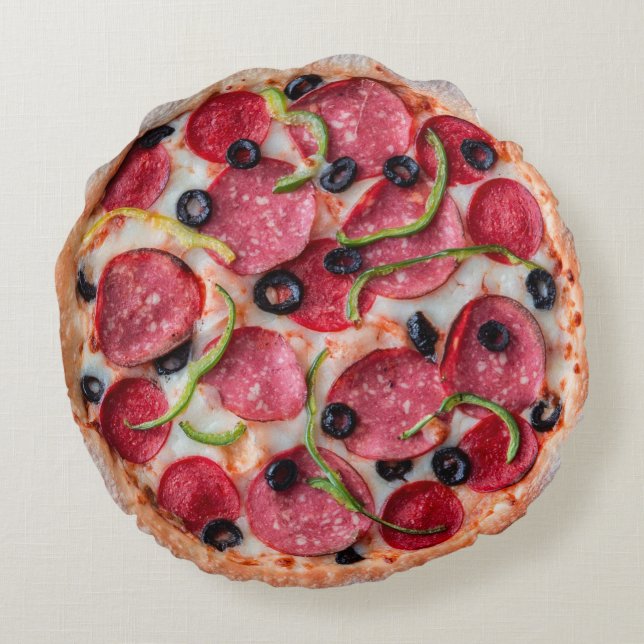 Pepperoni Pizza Print Double Side Rundes Kissen (Rückseite)