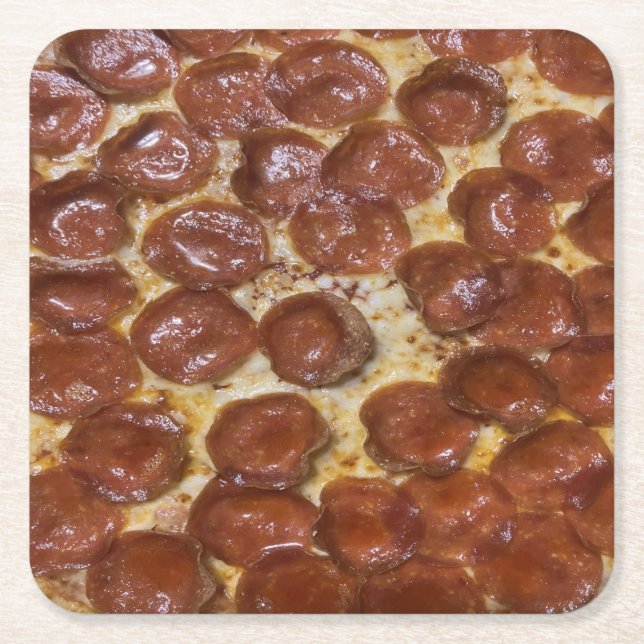 Pepperoni Pizza Rechteckiger Pappuntersetzer (Vorderseite)