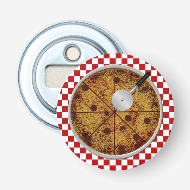 Pepperoni Pizza Round Bottle Opener Flaschenöffner (Vorderseite)