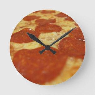 Pepperoni Pizza Runde Wanduhr