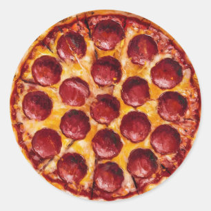 Pepperoni-Pizza Runder Aufkleber